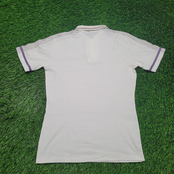 VTG 80s Jantzen Made in USA Polo Shirt Mens Medium Color Block Stripe Knit - Picture 6 of 9